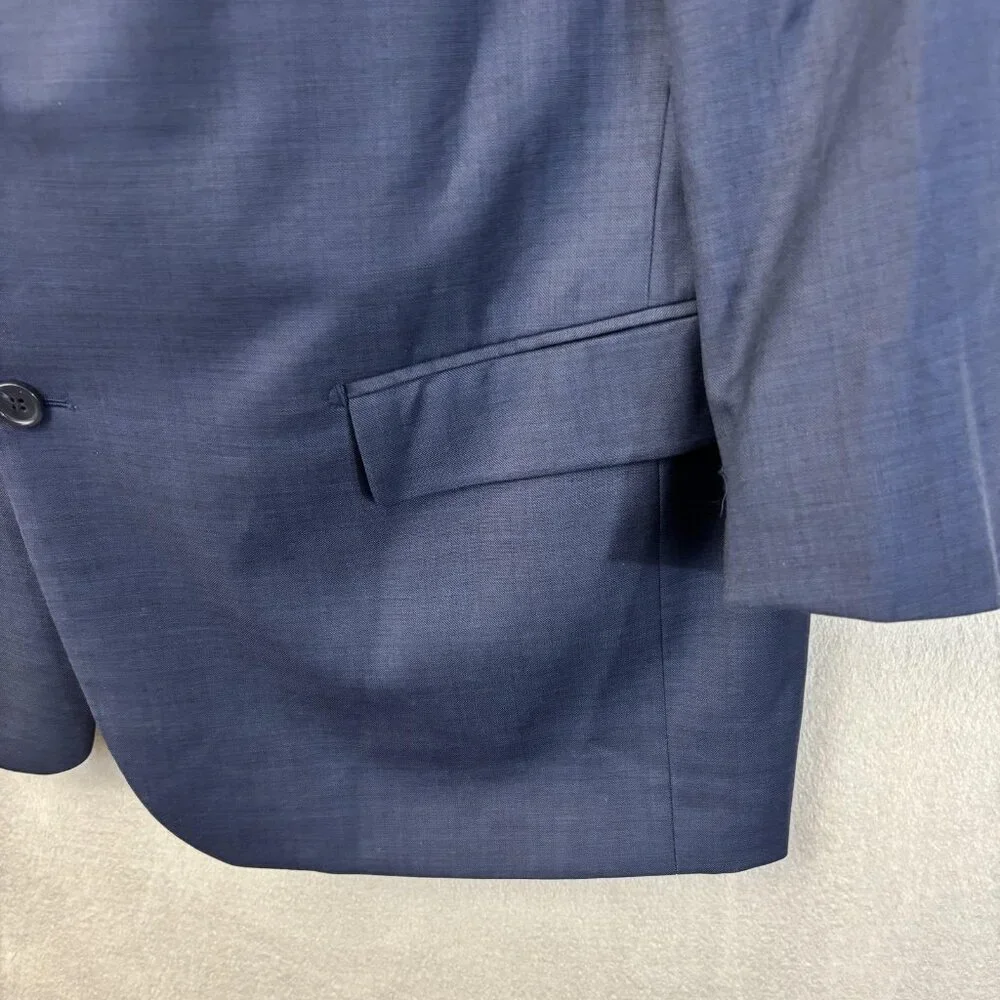 Dino Filarte Berragamo‎ Wool Suit Jacket Blazer Mens 44 Navy Blue Purple Portly